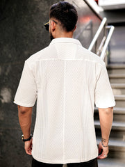 Cubic White Half Sleeve Shirt