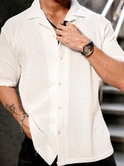 Cubic White Half Sleeve Shirt