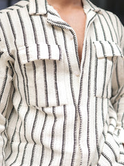 Artisan Half White Knitted Full Sleeve Shirt