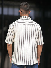 Artisan Half White Knitted Half Sleeve Shirt