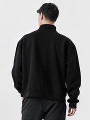 Half Zipper Black Full Sleeve Sweatshirt