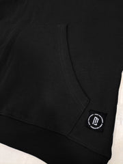 Half Zipper Black Full Sleeve Sweatshirt