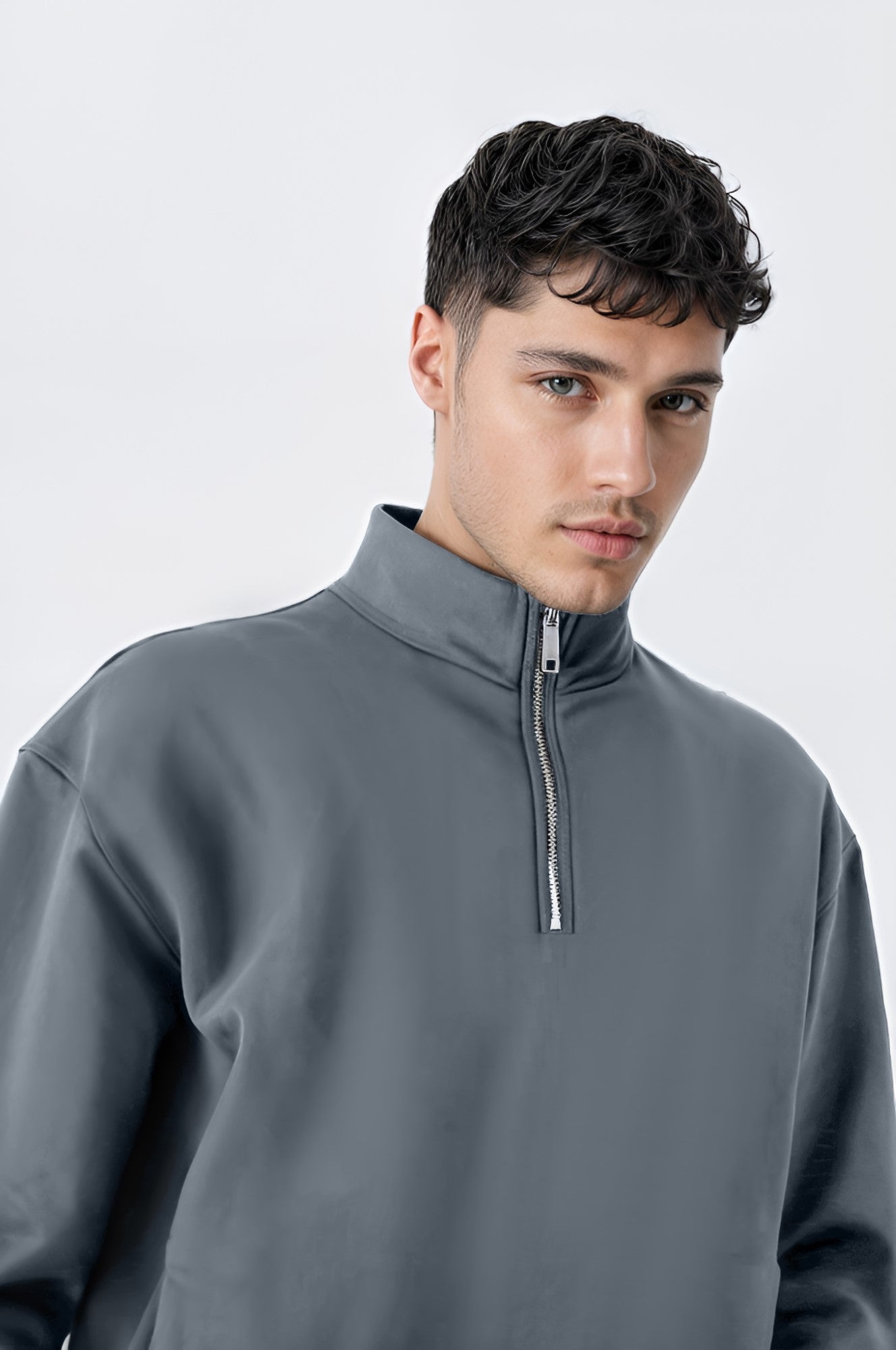 Half zip grey sweatshirt best sale