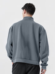 Half Zipper Light Grey Full Sleeve Sweatshirt