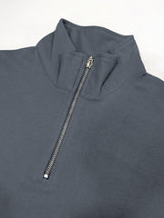 Half Zipper Light Grey Full Sleeve Sweatshirt