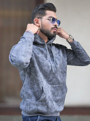 Cloud Printed Light Grey Full Sleeve Sweatshirt