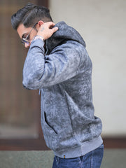 Cloud Printed Light Grey Full Sleeve Sweatshirt