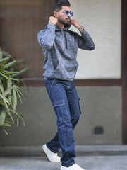 Cloud Printed Light Grey Full Sleeve Sweatshirt