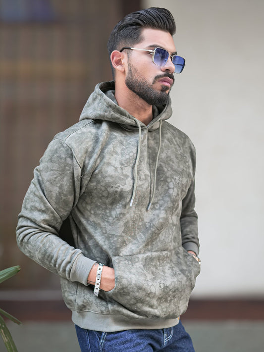 Cloud Printed Olive Full Sleeve Sweatshirt