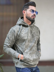 Cloud Printed Olive Full Sleeve Sweatshirt