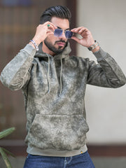 Cloud Printed Olive Full Sleeve Sweatshirt