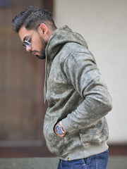 Cloud Printed Olive Full Sleeve Sweatshirt