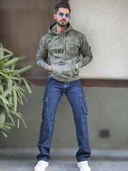 Cloud Printed Olive Full Sleeve Sweatshirt