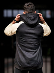 Colorblock Black, Beige Full Sleeve Sweatshirt