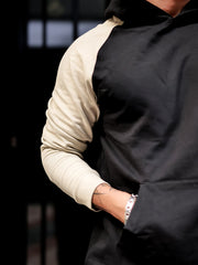 Colorblock Black, Beige Full Sleeve Sweatshirt