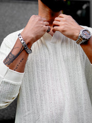TeraKnit Half White Full Sleeve Polo T-Shirt