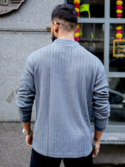 TeraKnit Light Grey Full Sleeve Polo T-Shirt