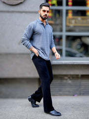 TeraKnit Light Grey Full Sleeve Polo T-Shirt