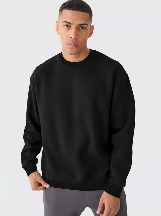 Cozy Cut Solid Black Full Sleeve Sweatshirt