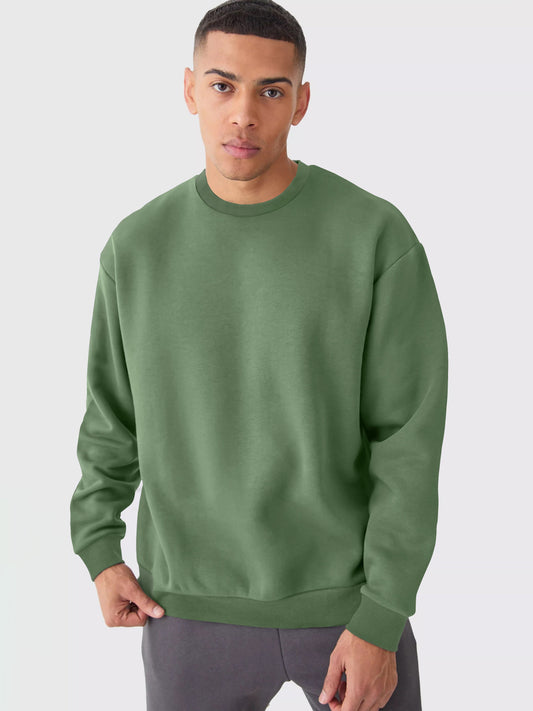 Cozy Cut Solid Hunter Green Full Sleeve Sweatshirt
