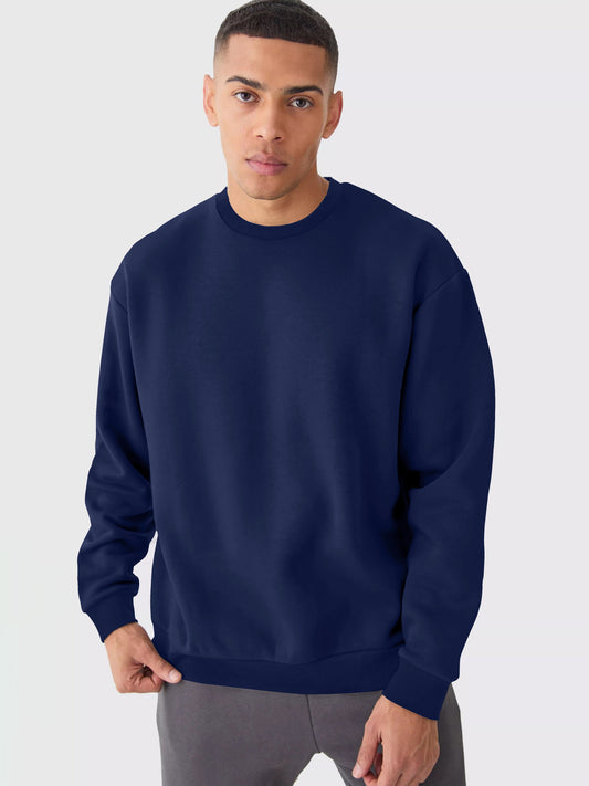 Cozy Cut Solid Navy Full Sleeve Sweatshirt