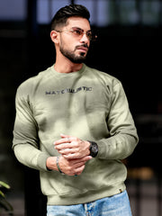 Materialistic Olive Full Sleeve Sweatshirt