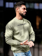 Materialistic Olive Full Sleeve Sweatshirt