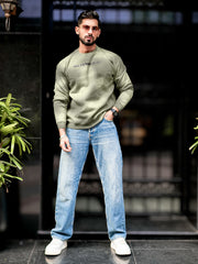 Materialistic Olive Full Sleeve Sweatshirt