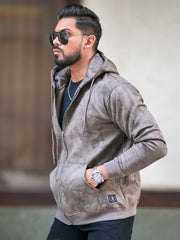 Cloud Printed DarkGreen Zipper Full Sleeve Sweatshirt