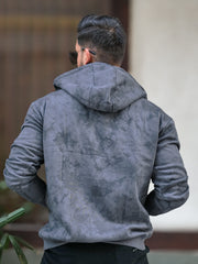 Cloud Printed LightGrey Zipper Full Sleeve Sweatshirt