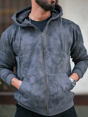 Cloud Printed LightGrey Zipper Full Sleeve Sweatshirt
