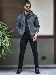 Cloud Printed LightGrey Zipper Full Sleeve Sweatshirt