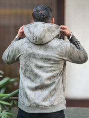 Cloud Printed Olive Green Zipper Full Sleeve Sweatshirt