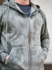 Cloud Printed Olive Green Zipper Full Sleeve Sweatshirt