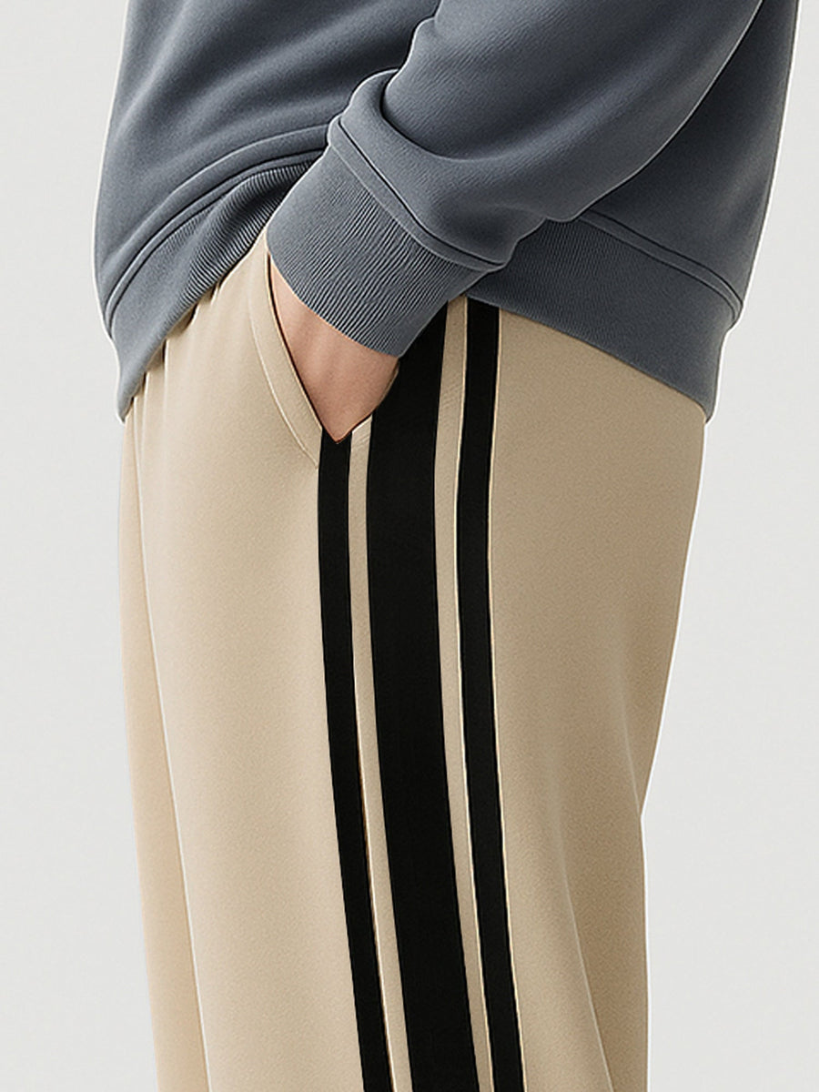 Beige runner baggy track pants for men - view 3