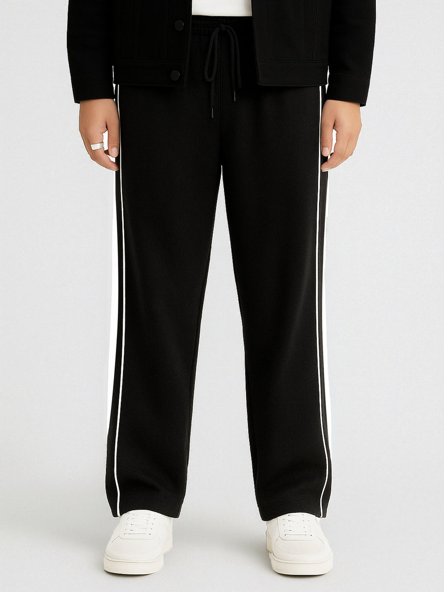 Black goal line baggy track pants for men - view 3