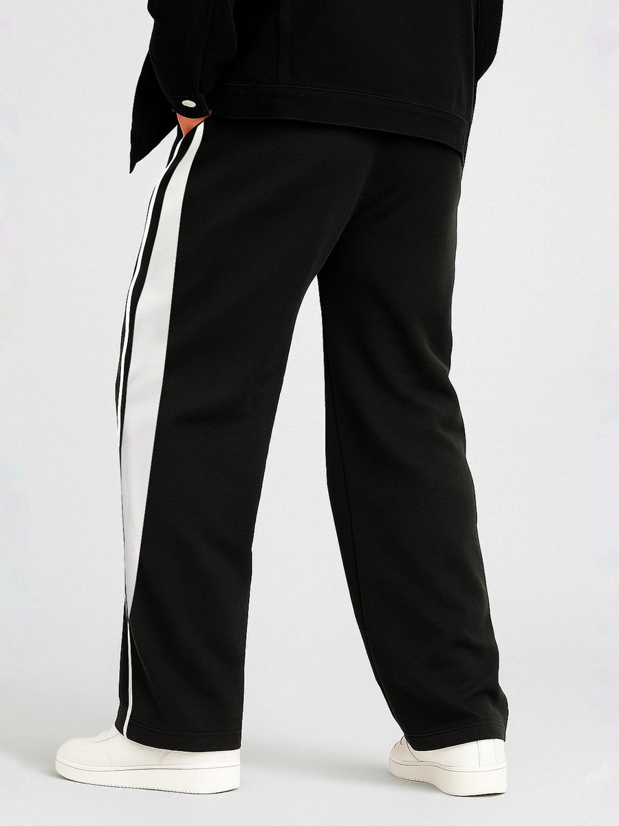 Black goal line baggy track pants for men - view 4