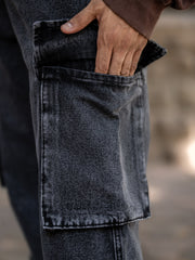 Baggy Graphite Cargo Denim