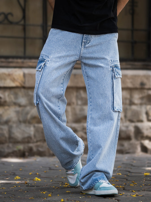 Baggy Sky Fade Cargo Denim