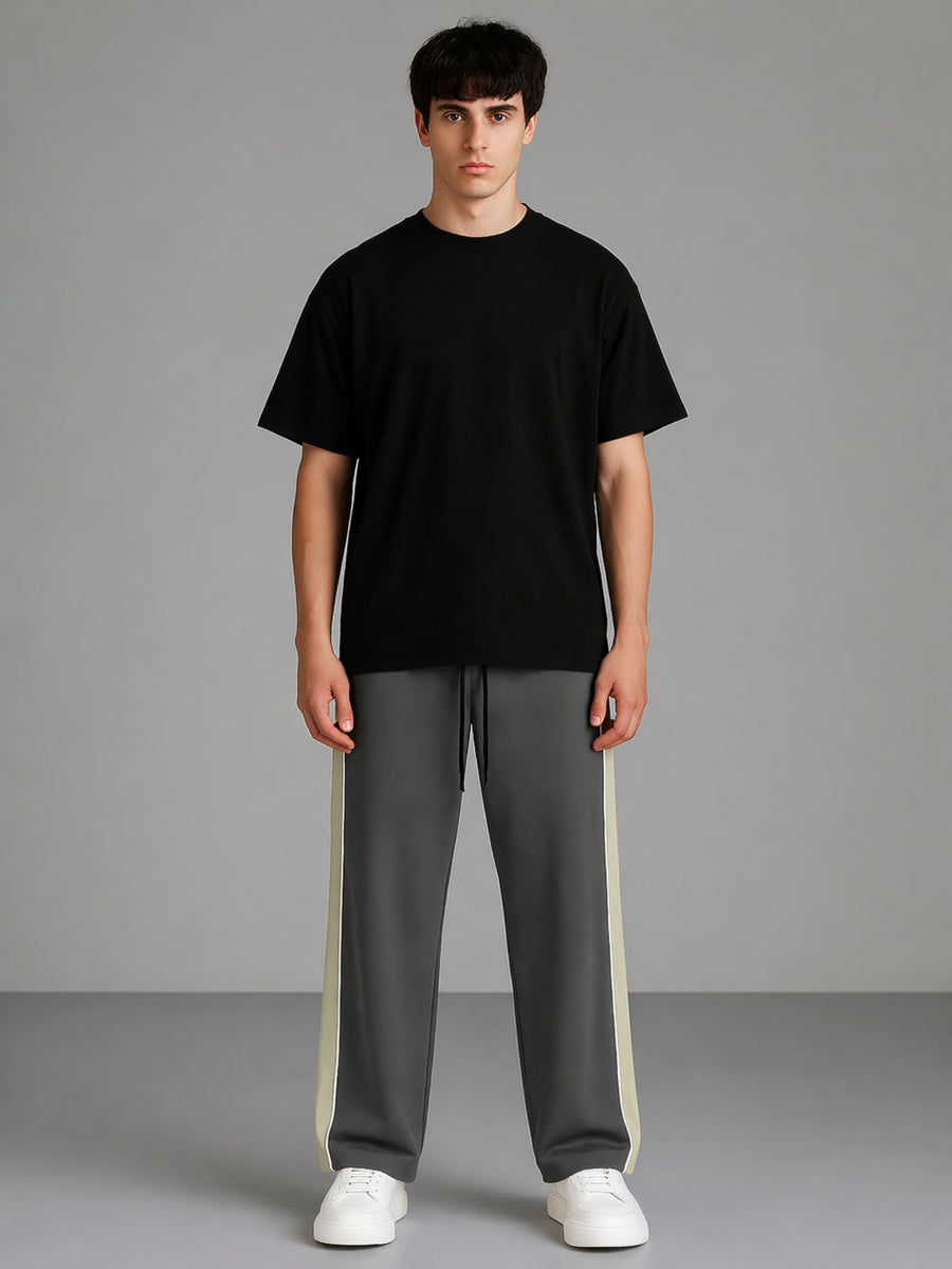 Dark grey bold panel pants for men - view 4