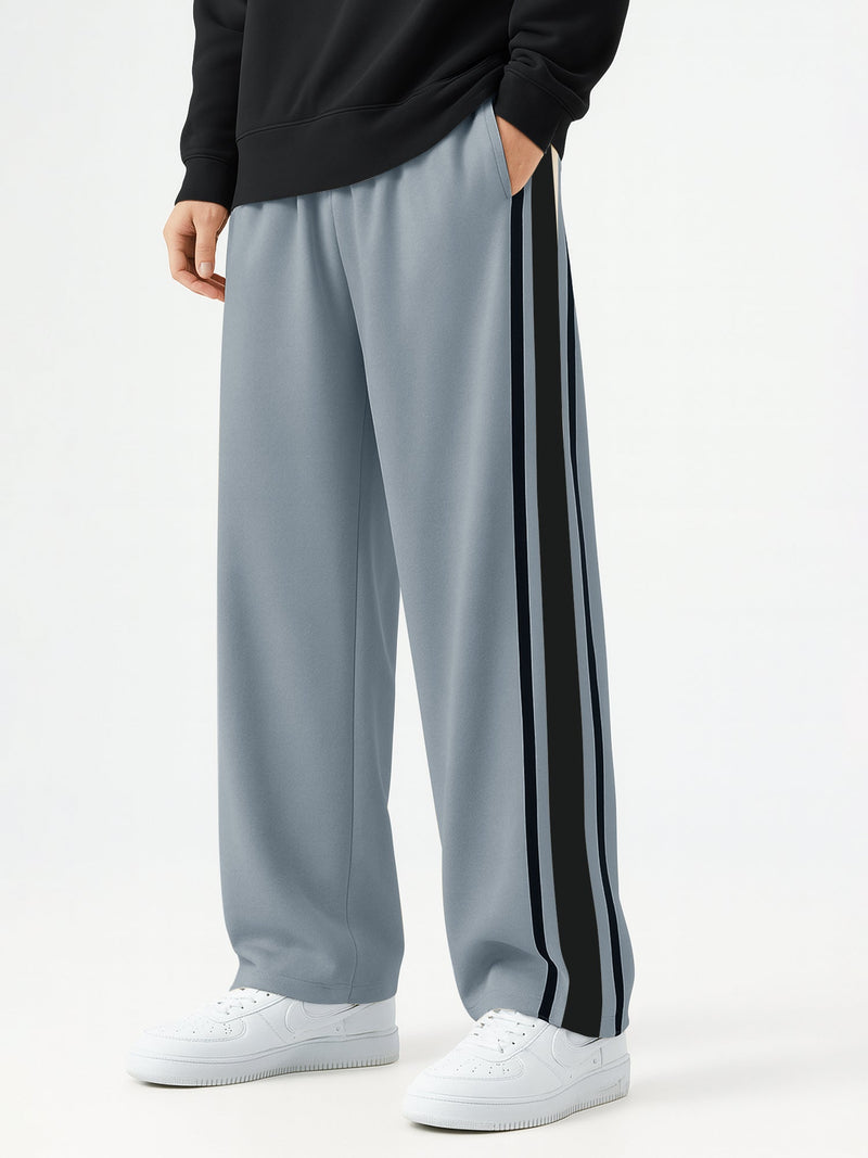 Light grey runner baggy track pants for men