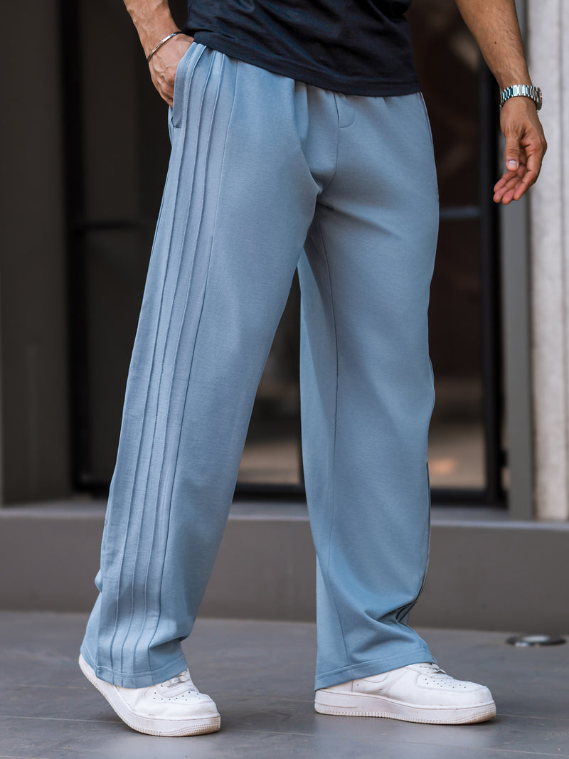 Light grey baggy 3 line pants for men
