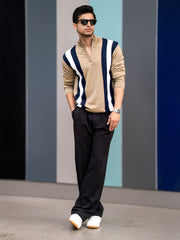 Empire Stripe Beige Full Sleeve T-Shirt