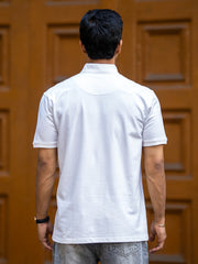 Solid White High Neck Half Sleeve Tshirt