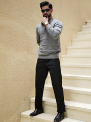 Pointel Grey Full Sleeve Polo T-Shirt