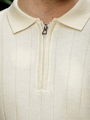 Brooklyn FlatKnit Cream Full Sleeve Polo T-Shirt