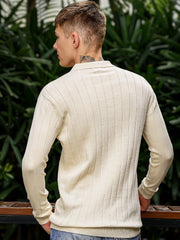 Brooklyn FlatKnit Cream Full Sleeve Polo T-Shirt