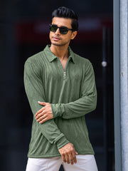 Rhombus Hunter Green Full Sleeve Polo T-Shirt