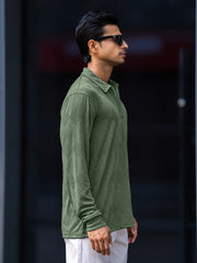 Rhombus Hunter Green Full Sleeve Polo T-Shirt
