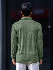 Rhombus Hunter Green Full Sleeve Polo T-Shirt